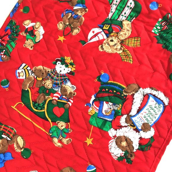 Table Runner Christmas Quilted Teddy Bear Toys  Mervyn's Vintage EUC - Picture 6 of 11